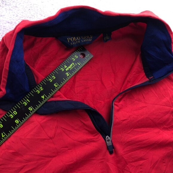 Polo Golf Ralph Lauren Mens Activewear Top Large Red Quarter Zip Long Sleeve - Picture 7 of 16